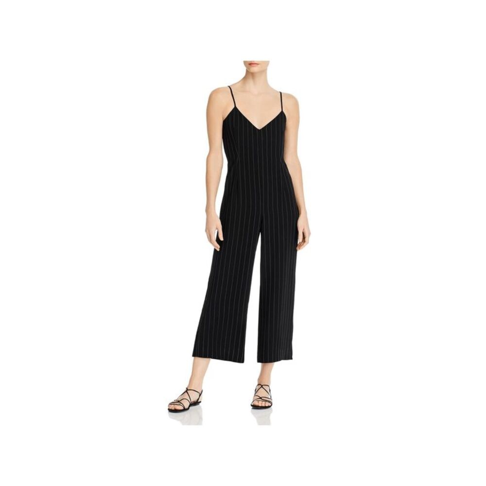 CUPCAKES AND CASHMERE Womens Black Back Spaghetti Strap Cropped Jumpsuit S